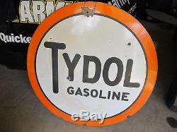 Vintage Porcelain Tydol Service Station Sign 47 Double Sided Burdick