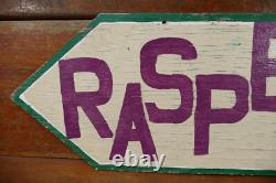 Vintage Primitive RASPBERRIES Hand Painted Double Sided Arrow Advertising Sign