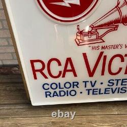 Vintage RCA Victor Radio Television Sign Plastic Double-Sided Sign