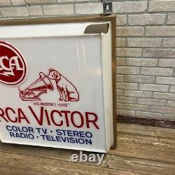 Vintage RCA Victor Radio Television Sign Plastic Double-Sided Sign