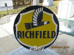 Vintage RICHFIELD Double sided 58 1/2 inch Porcelain Gas and Oil Dealers Sign
