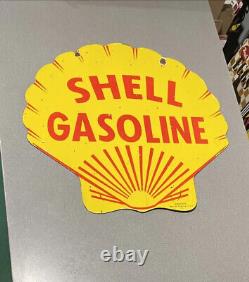 Vintage Rare 26 Shell Double Sided Porcelain Sign Car Gas Truck Gasoline Oil