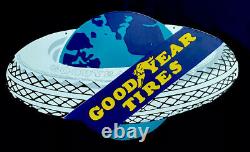 Vintage Rare 32 Double Sided Goodyear Tires Hanging Porcelain Sign Car Gas Oil
