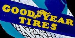 Vintage Rare 32 Double Sided Goodyear Tires Hanging Porcelain Sign Car Gas Oil