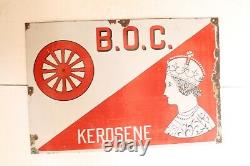 Vintage Rare BOC Kerosene Enamel Porcelain Double Side Adv Sign Board NH4021