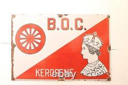 Vintage Rare BOC Kerosene Enamel Porcelain Double Side Adv Sign Board NH4021