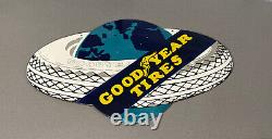 Vintage Rare Goodyear Double Sided 32 Porcelain Sign Car Gas Oil Truck