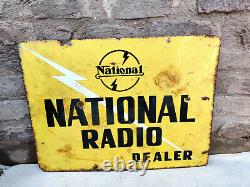 Vintage Rare National Radio Dealer Double Sided Enamel Sign Board 1950s U. S. A