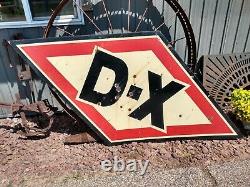 Vintage Rare Original D-X Diamond Motor Oil 8 Foot Porcelain Sign Double Sided