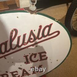 Vintage Rare Porcelain Double Sided 36x24 Ovel Andalusia Ice Cream Sign