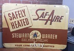 Vintage Rare Stewart Warner Gas Home Heating Double-Sided Garage Sign