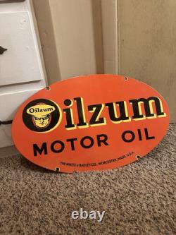 Vintage Real double sided Oilzum Steel Oval Sign