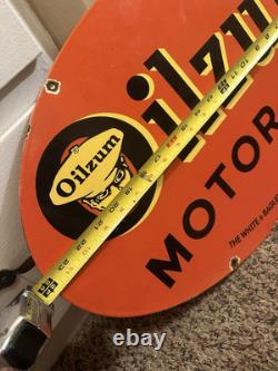 Vintage Real double sided Oilzum Steel Oval Sign