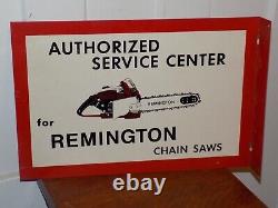 Vintage Remington Chain Saw Service Center Double Sided Flange Sign