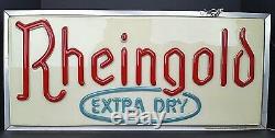 Vintage Rheingold Lager Beer Extra Dry Double Sided Hanging Lighted Sign 24x11