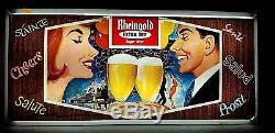 Vintage Rheingold Lager Beer Extra Dry Double Sided Hanging Lighted Sign 24x11
