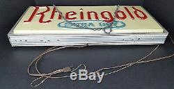 Vintage Rheingold Lager Beer Extra Dry Double Sided Hanging Lighted Sign 24x11