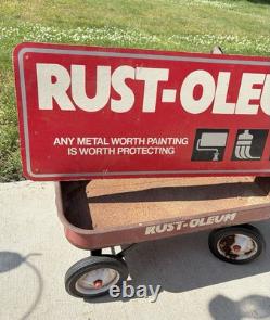 Vintage Rust-Oleum Paint Store SIGN & WAGON Display Set Rustoleum Double Sided