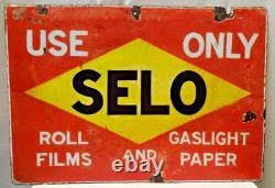 Vintage SELO Porcelain Enamel Sign Photography Film Double Sided 20x20 Advertis