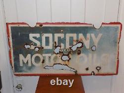 Vintage SOCONY Motor Oils Porcelain Double Sided Sign
