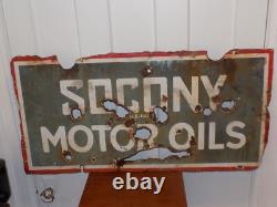 Vintage SOCONY Motor Oils Porcelain Double Sided Sign