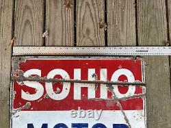 Vintage SOHIO MOTOR OIL Double sided porcelain sign 24 X 29 1/2 REAL DEAL