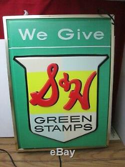 Vintage S & H Green Stamp Lighted Sign Double Sided 18 x 13 1/2 Works Great