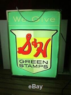Vintage S & H Green Stamp Lighted Sign Double Sided 18 x 13 1/2 Works Great