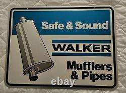 Vintage Safe & Sound Walker Mufflers & Pipes Double Sided Metal Sign 18 X 24