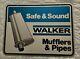 Vintage Safe & Sound Walker Mufflers & Pipes Double Sided Metal Sign 18 X 24