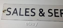 Vintage Sales & Service Porcelain Sign Double Sided Gas Pump Mid Century Sign