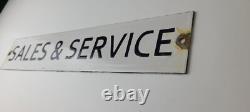 Vintage Sales & Service Porcelain Sign Double Sided Gas Pump Mid Century Sign
