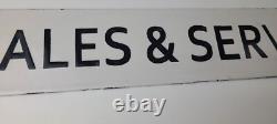 Vintage Sales & Service Porcelain Sign Double Sided Gas Pump Mid Century Sign