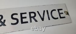 Vintage Sales & Service Porcelain Sign Double Sided Gas Pump Mid Century Sign