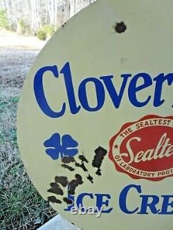 Vintage Sealtest Ice Cream 30 Porcelain Sign Rare Double Sided Clover Farms