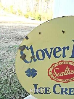 Vintage Sealtest Ice Cream 30 Porcelain Sign Rare Double Sided Clover Farms