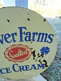 Vintage Sealtest Ice Cream 30 Porcelain Sign Rare Double Sided Clover Farms