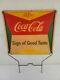 Vintage Serve Coca Cola Metal Double-sided Rack Topper Sign 16 1/2 X 15 Inch