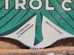 Vintage Shamrock Petrol Porcelain Sign Old 2-sided Clover Diecut Gas Station 14