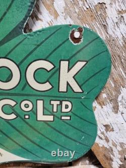 Vintage Shamrock Petrol Porcelain Sign Old 2-sided Clover Diecut Gas Station 14