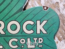 Vintage Shamrock Petrol Porcelain Sign Old 2-sided Clover Diecut Gas Station 14
