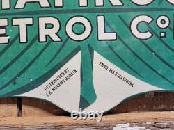 Vintage Shamrock Petrol Porcelain Sign Old 2-sided Clover Diecut Gas Station 14