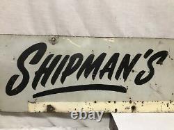 Vintage Shipman's Ice Cream Parlor Double Sided Metal Advertising Sign