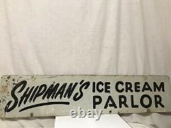 Vintage Shipman's Ice Cream Parlor Double Sided Metal Advertising Sign