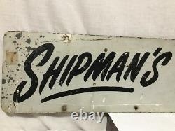Vintage Shipman's Ice Cream Parlor Double Sided Metal Advertising Sign