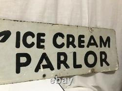 Vintage Shipman's Ice Cream Parlor Double Sided Metal Advertising Sign