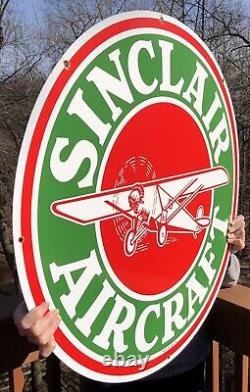 Vintage Sinclair Aircraft 30 Double Sided Porcelain Gas Station Sign
