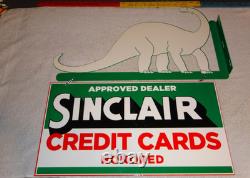 Vintage Sinclair Dinosaur Credit Card 20 Metal Enamel Gasoline Oil Flange Sign