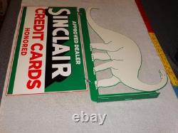 Vintage Sinclair Dinosaur Credit Card 20 Metal Enamel Gasoline Oil Flange Sign