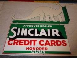 Vintage Sinclair Dinosaur Credit Card 20 Metal Enamel Gasoline Oil Flange Sign